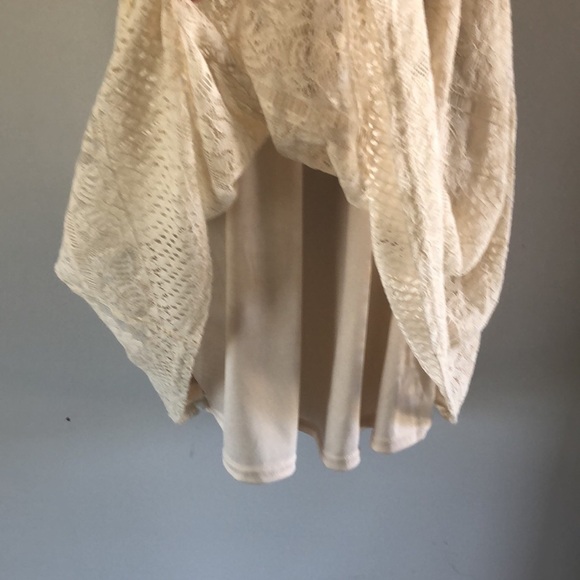 NEW LUSH Halter Lace Overlay Fit & Flare Skater Cream Vanilla Beige Mini L Dress - Picture 6 of 12